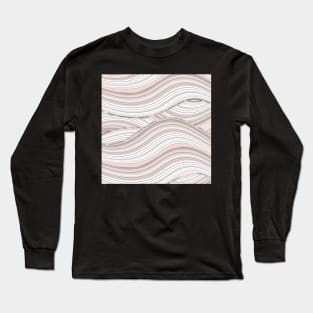 Pretty Pink Waves | Wavy Digital Illustration | Calming Pink, Gray and White Tones Long Sleeve T-Shirt